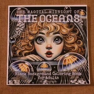 The Magical Midnight Of The Oceans Black Background Coloring Book For Adults